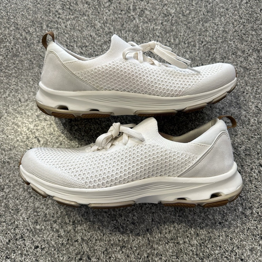Ryka White Athletic Slip-On Knit Sneakers with Tan Accents